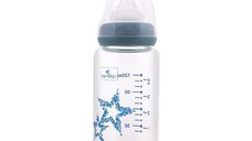 Biberon din sticla cu tetina anti-colici Lorelli, 0 luni+, 120 ml, Blue