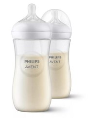 Set de 2 biberoane pentru nou-nascuti Philips Avent Natural Response, SCY906/02, 330 ml, tetina debit 4, 3 luni + - 1