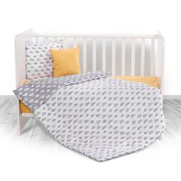 Set lenjerie pat 3 piese Lorelli Cosy Clouds Grey, bumbac ranforce - 1