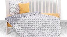 Set lenjerie pat 3 piese Lorelli Cosy Clouds Grey, bumbac ranforce