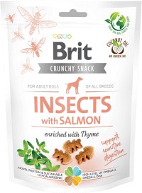 BRIT Crunchy Snack, recompensă pentru câini, cu Insecte, Somon şi Cimbru 200g - 1