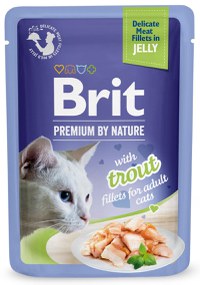 BRIT PREMIUM By Nature plic pentru pisici adulte, file cu Păstrăv în jeleu 85g - 1