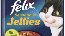 FELIX Sensations Gelees plic pentru pisici, vită în aspic, cu roşii, 85g