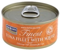 FISH4CATS Finest Conservă pentru pisici, cu file de Ton şi Calamar 70g - 1