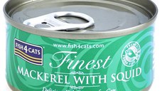 FISH4CATS Finest Conservă pentru pisici, cu Macrou şi Calamar 70g