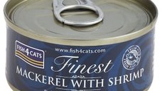 FISH4CATS Finest Conservă pentru pisici, cu Macrou şi Creveţi 70g