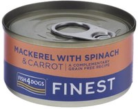 FISH4DOGS Finest Conservă câini, cu Macrou, Morcovi şi Spanac 85g - 1