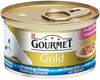 GOURMET Gold Conservă pentru pisici Double Pleasure cu Peşte şi Spanac 85g - 1