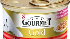 GOURMET Gold Conservă pentru pisici Double Pleasure cu Vită şi Pui 85g