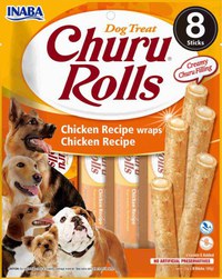 INABA CHURU Rolls Recompensă pt. câini, Baton Pui, Pachet cu 8 bucăţi x 12g - 1