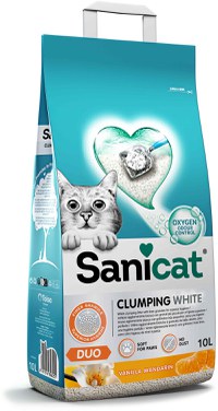 SANICAT Clumping Nisip pentru pisici, cu aromă de Vanilie şi Mandarină 10L/8,3kg - 1