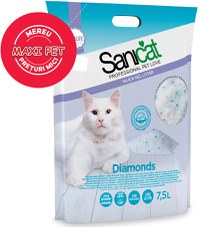 SANICAT Diamonds Nisip igienic silicat pentru pisici 7,5L/3,45kg - 1