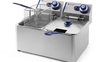 Friteuza electrica profesionala Blue LIne, 2x6 litri, 2x3300W, inox, termostat 0-190 gr C, corp inox, Dimensiuni 55x43x29 cm