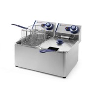 Friteuza electrica profesionala Blue LIne, 2x6 litri, 2x3300W, inox, termostat 0-190 gr C, corp inox, Dimensiuni 55x43x29 cm - 1