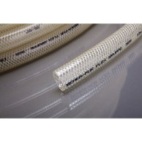 Furtun alimentar cu insertie, Glass Clear, 25 x 4 mm, 30 bar, rola 50m, PVC transparent, multistrat, pentru presiune - 1