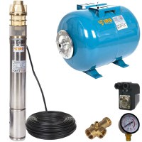 Kit Hidrofor 100L cu pompa submersibila IBO Polonia 3SKM100, 750W, 45 l/min, H refulare 60m, 20m cablu - 1