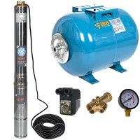 Set Hidrofor 50L cu Pompa Submersibila IBO Dambat 3.5SDM3-18, 1500 W, 105 l/min, H Refulare 90 m, cablu 20 m - 1