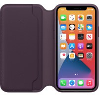 Husa de protectie telefon Apple pentru Iphone 11 Pro Max, Leather Folio, MX092ZM/A, Aubergine - 1