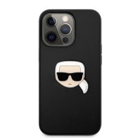 Husa de protectie telefon Karl Lagerfeld pentru iPhone 13 Pro, Karl Head, KLHCP13LPKMK, Piele ecologica, Black - 1