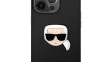 Husa de protectie telefon Karl Lagerfeld pentru iPhone 13 Pro, Karl Head, KLHCP13LPKMK, Piele ecologica, Black