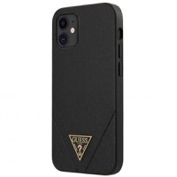 Husa Guess pentru Iphone 12 Mini, Model Saffiano V Stitch, Plastic TPU, GUHCP12SVSATMLBK, Negru - 1