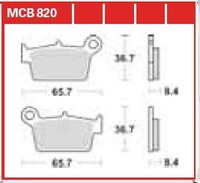 Plăcuțe frână față/spate, utilizare: offroad/route/scooters, material: organic, 36,7x65,7x8,4mm compatibil: BETA ALP, ALP 4T 200/350 2006-2006 - 1