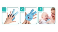 Accesoriu pentru curatare dinti si gingii bebelusi BabyJem Rabbit Glove Blue