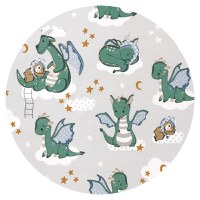 Aparatoare pentru patut Qmini din bumbac 180x30 cm cu panglici Dragons Gray - 1