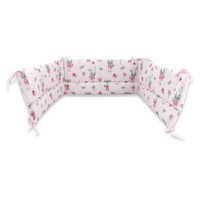 Aparatoare pentru patut Qmini din bumbac 180x30 cm cu panglici Fox and Rabbit Pink - 1