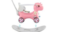 Balansoar 3 in 1 cu maner parental Nichiduta Happy Unicorn Pink