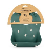 Baveta moale PetiteMars cu buzunar colector TakeMatch model dinozauri verde - 2