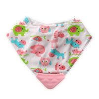 Baveta tip bandana cu jucarie dentitie bumbac pink - 3