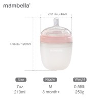 Biberon Anticolici Mombella Brest-Like 210ml Tetina M flux mediu 100 Silicon Old Roze - 3