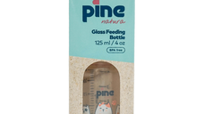 Biberon din sticla cu tetina nr 1 roz 125 ml 0-6 luni Pine Natura