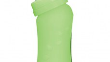 Biberon inclinat din sticla cu protectie de silicon 210 ml Green Sprouts Green