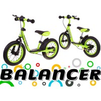 Bicicleta fara pedale cu frana, suport picioare si roti gonflabile Balancer SporTrike verde - 4