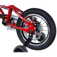 Bicicleta pentru copii 2-4 ani KidsCare HappyCycles 12 inch cu roti ajutatoare si frane pe disc rosu - 3