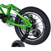 Bicicleta pentru copii 3-6 ani KidsCare HappyCycles 14 inch cu roti ajutatoare si frane pe disc verde - 3