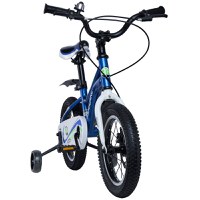 Bicicleta pentru copii 5-8 ani KidsCare HappyCycles 16 inch cu roti ajutatoare si frane pe disc albastru - 2