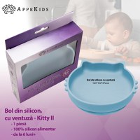 Bol din silicon AppeKids Kitty II Aqua Blue - 2