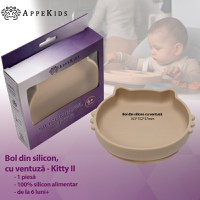 Bol din silicon AppeKids Kitty II Bubble Beige - 5