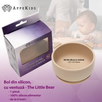 Bol din silicon cu ventuza AppeKids The Little Bear Bubble Beige - 1