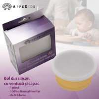 Bol din silicon cu ventuza si capac AppeKids Honey - 1