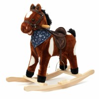 Calut balansoar din plus Baby Mix cu melodie de cowboy si efect de galop Arthur maro deschis - 6