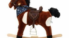 Calut balansoar din plus Baby Mix cu melodie de cowboy si efect de galop Arthur maro deschis