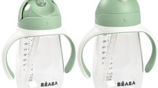 Cana cu pai din tritan Beaba 300 ml Sage Green