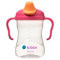 Cana de tranzitie cu cioc de silicon de la b.box 240 ml +4 luni roz - 2