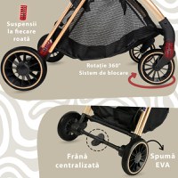 Carucior sport AppeKids Upp ultracompact cu pliere automata Bubble Beige - 5