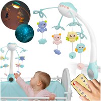 Carusel muzical cu telecomanda pentru patut cu proiector si melodii Ricokids Albastru - 5