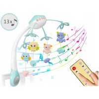 Carusel muzical cu telecomanda pentru patut cu proiector si melodii Ricokids Albastru - 2